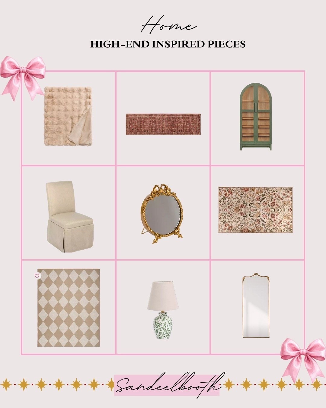 ✨Black Friday Sale✨ Affordable high-end home decor dupes you’ll love — arched cabinets, vintage rugs, scalloped throws, designer-style mirrors, dining chairs, lamps, checkered rugs, and more.

Perfect for living room styling, entryway decor, bedroom updates, and creating an elevated home on a budget.
Tap to shop the best look-for-less home decor ↓
#homedecordupes #lookforless #vintagestyledecor #budgethomedecor #LTKhome 


#LTKSaleAlert #LTKCyberWeek #LTKFindsUnder100