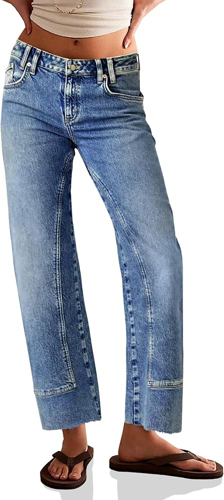 Cicy Bell Womens Straight Leg Stretchy Jeans High Waisted Front Seam Cropped Ankle Denim Pants wi... | Amazon (US)