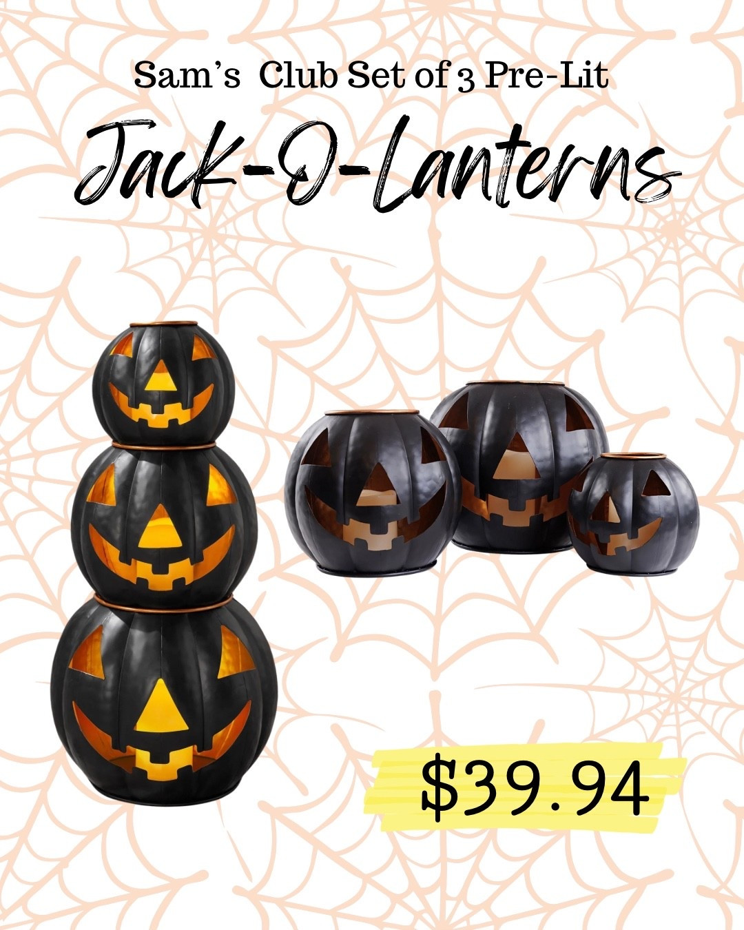 BACK IN STOCK 🎃 
RUN!!!! Before they sell out again. This is such a great price for this set of three metal jack-o-lanterns!! And the best part, they even come with the candles too. It’s almost spooky season. Get ready! 🖤🧡

#LTKHome #LTKSeasonal #LTKFindsUnder50
