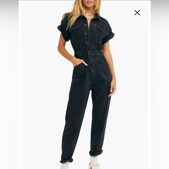 Brand new with tags We The Free Black Denim Jumpsuit size L | Poshmark