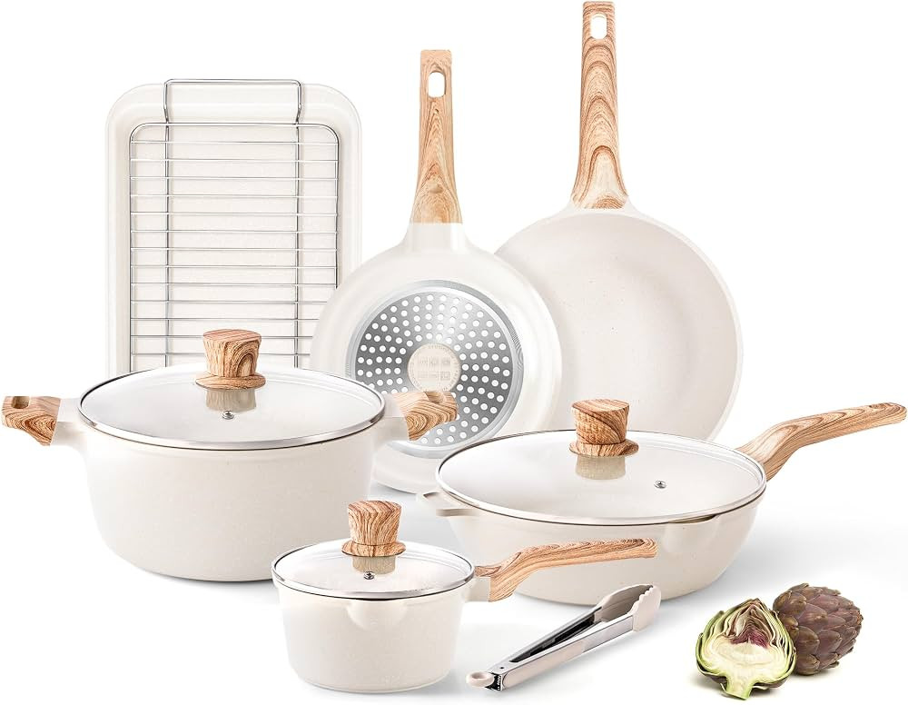 Caannasweis Nonstick Cookware Set - Granite Frying Pans for Baking and Roasting - Kitchen Essenti... | Amazon (US)