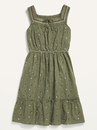 Sleeveless Printed Cinched-Waist Dress for Girls | Old Navy (US)