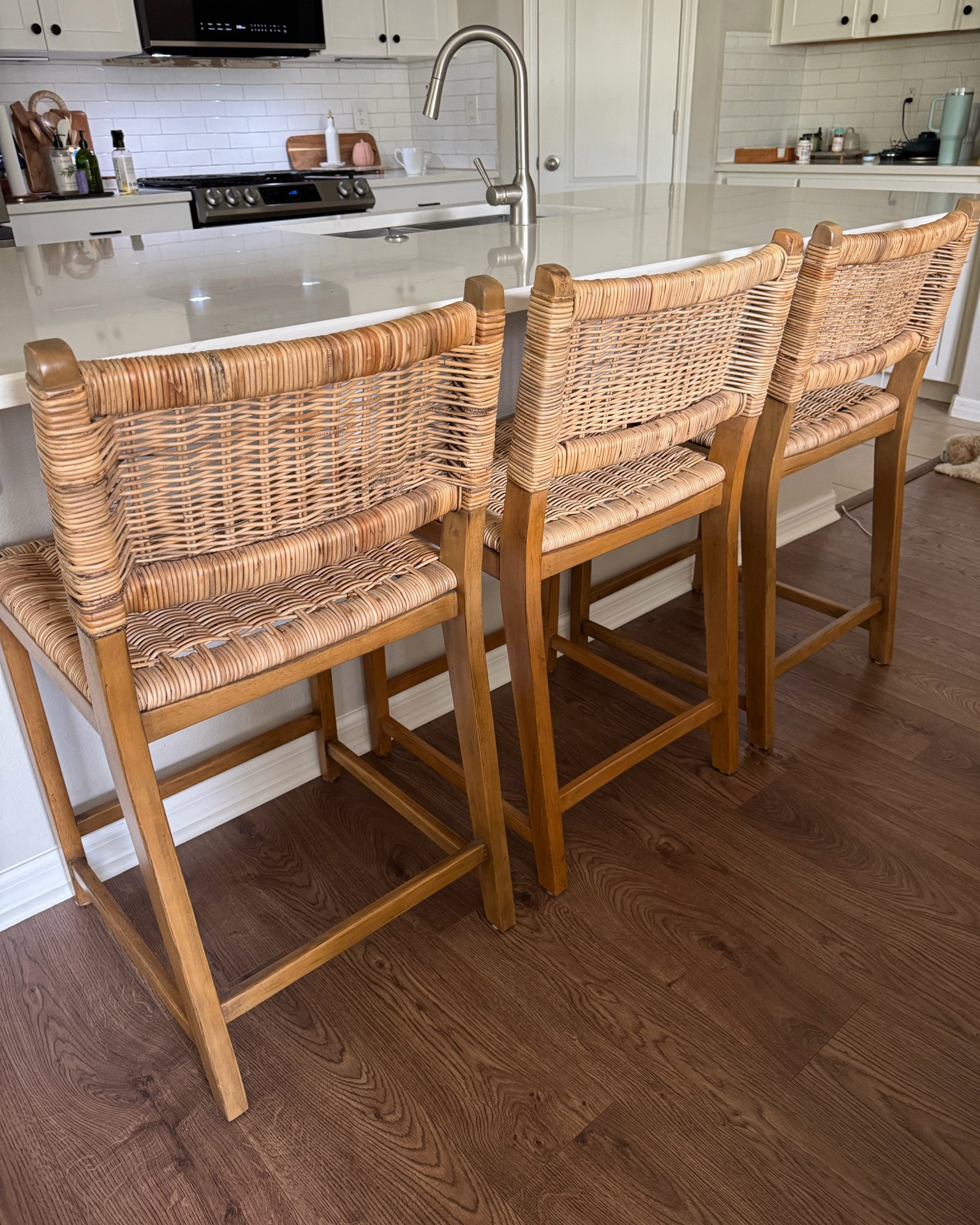 I love these rattan wooden barstools! So pretty for a modern organic home or neutral vibes!

#LTKHome #LTKSaleAlert #LTKOver40