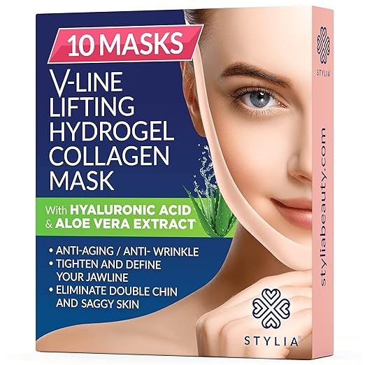 10 Piece V Line Shaping Face Masks – Lifting Hydrogel Collagen Mask with Aloe Vera – Anti-Agi... | Amazon (US)