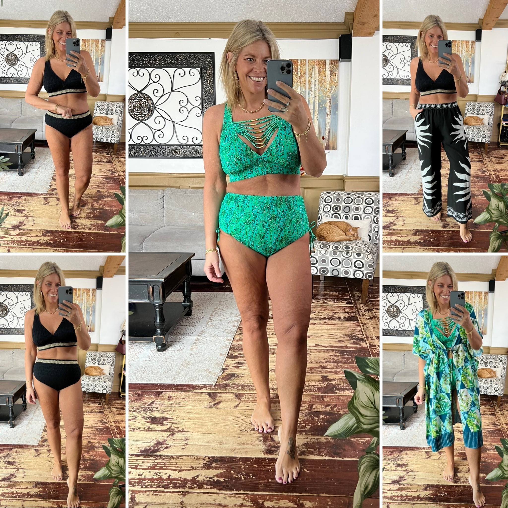 Two piece swimsuits size 14 (size up in both of these- I’m a 12 but the 14s fit best- I recommend sizing up), pants size 12/14, cover up fits sizes 12-18, one piece I linked is a size 12. 
Use my code NOIULLA to save 35% as well!!!

#LTKOver40 #LTKSeasonal #LTKMidsize