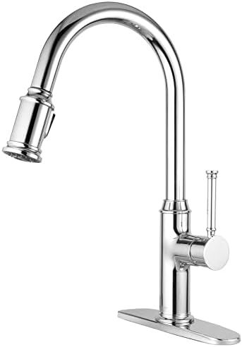 Chrome Kitchen Faucet with Pull Down Sprayer, Lava Odoro Traditional Kitchen Sink Faucet Single H... | Amazon (US)
