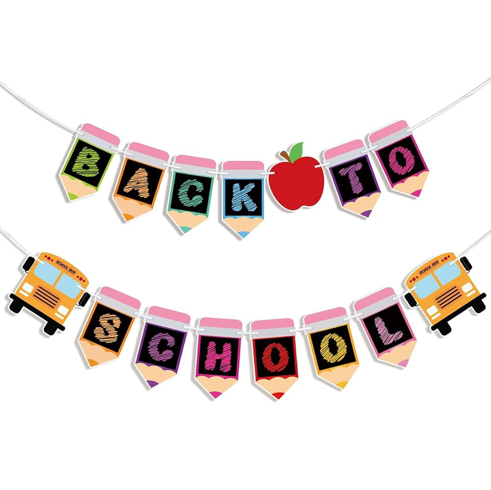 2 Strings First Day Back to School Banner Decor 10 Feet Colorful Pencil Welcome Back To School Pa... | Amazon (US)