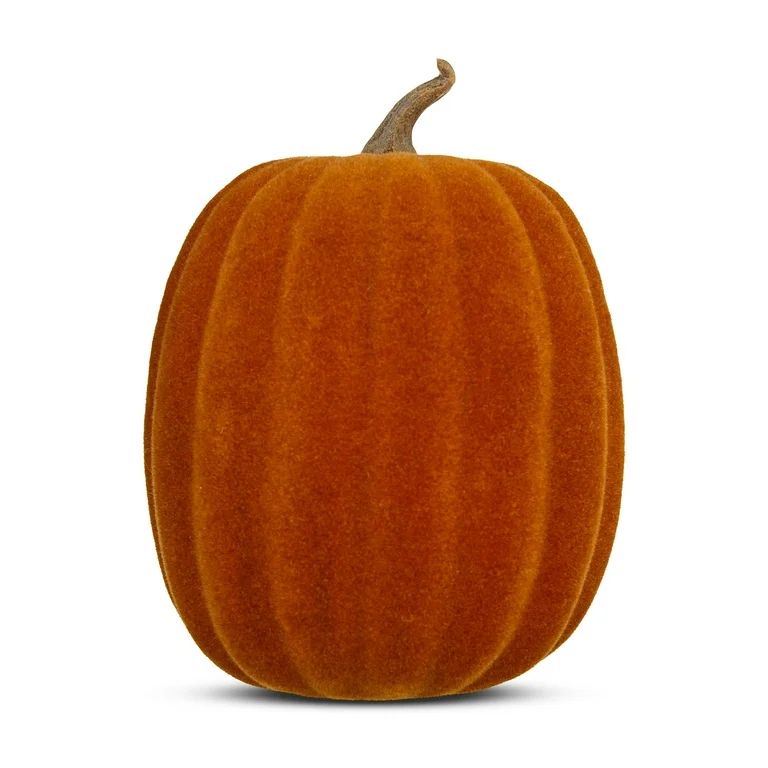 Harvest Orange Tall Flocked Mini Pumpkin Decor, 4 in, by Way To Celebrate | Walmart (US)