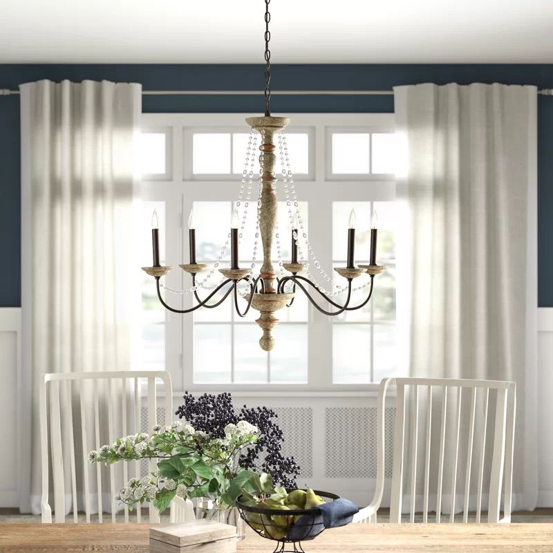 Downes 6 - Light Candle Style Classic Chandelier Beaded Accents | Wayfair North America