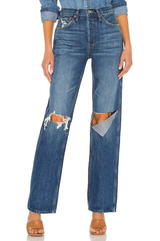 RE/DONE Originals 90s High Rise Loose in Washed Indigo from Revolve.com | Revolve Clothing (Global)