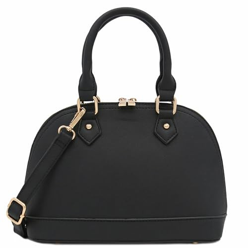 Zip-Around Saffiano Classic Dome Satchel (Black) | Amazon (US)