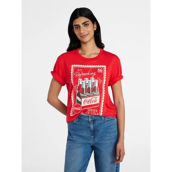 Coca-Cola Women's Boxy Graphic Skimmer Tee, Sizes XXS-XXL | Walmart (US)