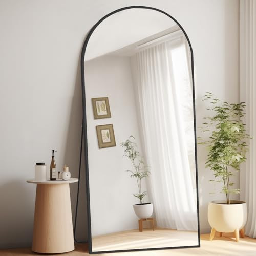 MELOMOIR 71"x32" Large Mirror Full Length, Arched Full Length Mirror with Stand, Large Floor Mirror for Bedroom Living Room Cloakroom Gym, Hanging Standing or Leaning, Black | Amazon (US)