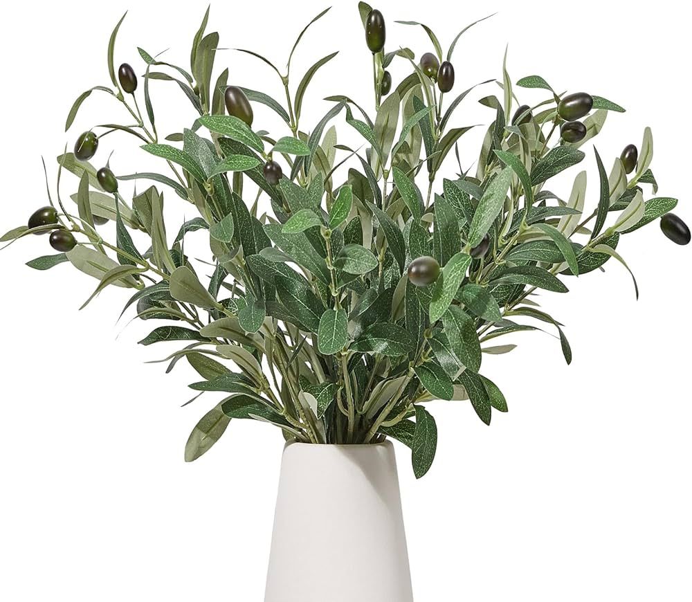 5PCS Faux Olive Branches for Vase Fake Plants with 72 Leaves Artificial Greenery Stems Green Bran... | Amazon (US)