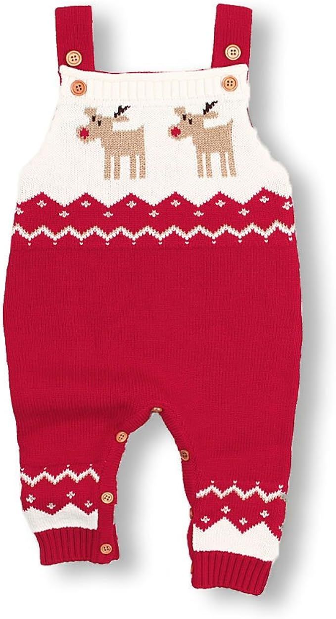 mimixiong Baby Christmas Sweater Toddler Reindeer Outfit Sleeveless Red Clothes | Amazon (US)