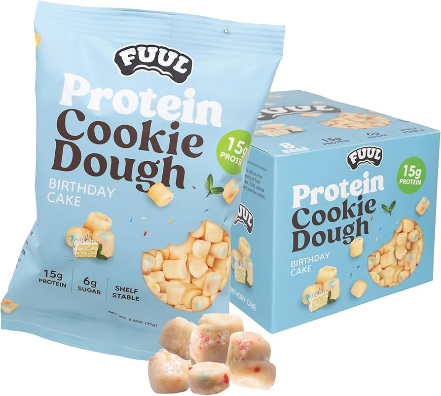 FUUL Protein Cookie Dough, Birthday Cake Flavor, High Protein Bites, Low Sugar Snacks for Kids & ... | Amazon (US)