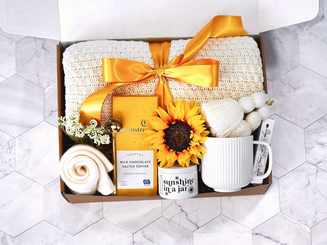 Sending Sunshine Gift Box for Women Gift Basket With Blanket and Mug, Chocolate, Candle Get Well ... | Etsy (US)