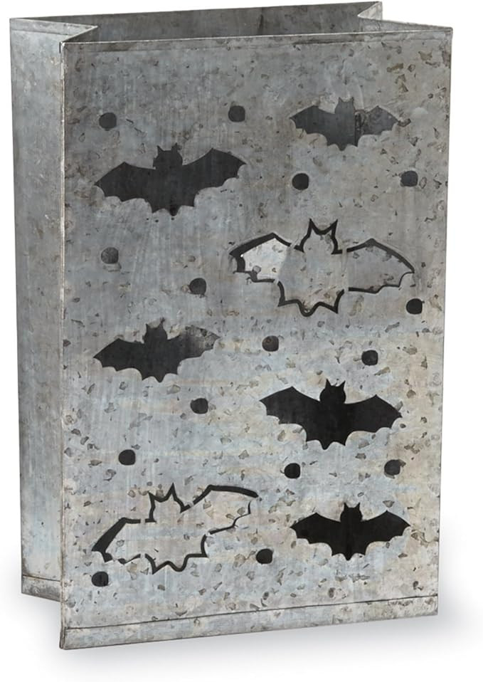 Mud Pie Rustic Bats Halloween Luminary, Gray | Amazon (US)