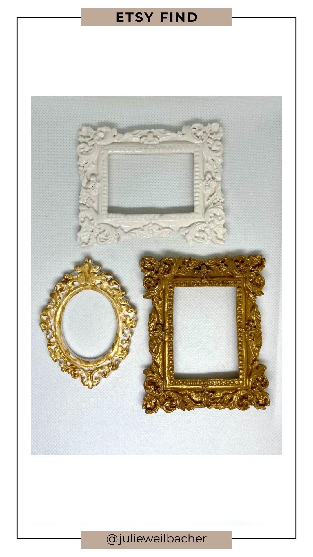 These ornate ceramic frames are such a unique and charming find. 🖼️ Available in three beautiful colors, they add an instant touch of elegance and personality to whatever you display inside ... whether it’s a mini mosaic, hand-painted art, a favorite photo, or a mixed media collage.

The detailed, decorative design gives even the smallest project a fancy, finished look. Perfect for displaying on a mini easel, propping on a shelf, or even using as a creative ornament.

#mosaic #ceramicframe #mixedmediaart #ornament #etsy #handmadehome #artdisplay #gallerywall #springdecor

#LTKHome