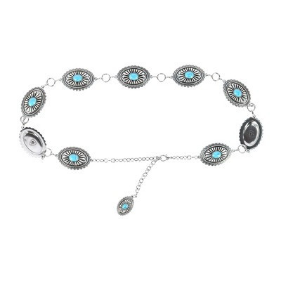 Ariat Women's Concho Chain Belt with Turquoise, Large, Silver | Target