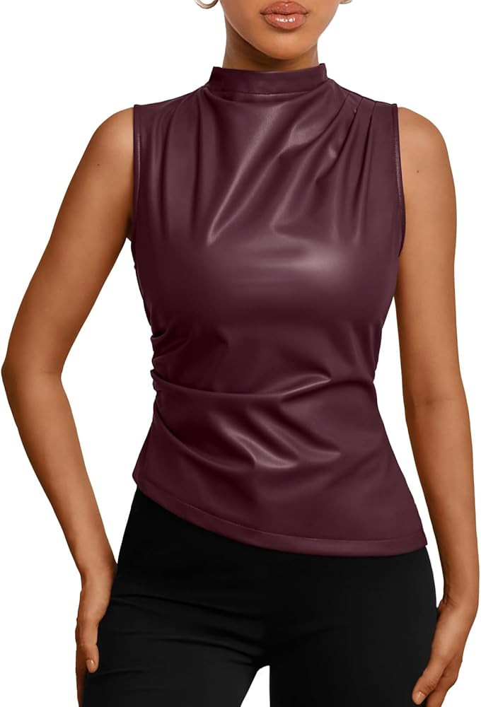 Trendy Queen Going Out Tops Leather Top | Amazon (US)