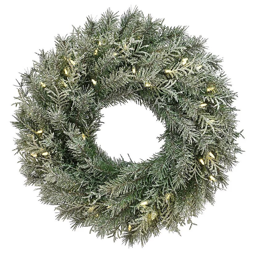 National Tree Company 24" Snowy Stonington Fir Wreath with LED Lights | Kohl's