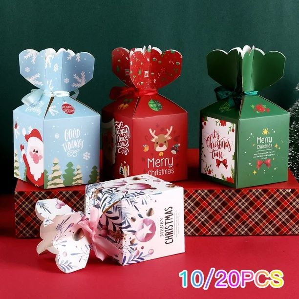 SYWAN 10/20pcs Christmas Cute Cartoon Gift Fruit Treat Candy Gifts Box For Wedding Xmas Presents ... | Walmart (US)