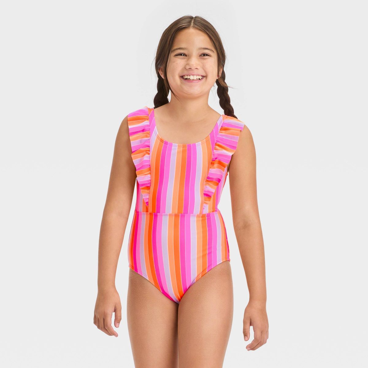 Girls' Rainbow Striped One Piece Swimsuit - Cat & Jack™ S | Target