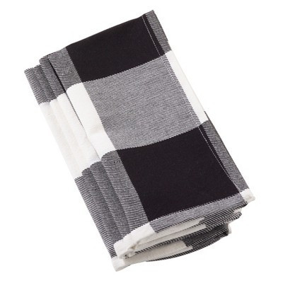 Saro Lifestyle Classic Buffalo Plaid Check Design Cotton Napkin (Set of 4), 20"x20", Black | Target