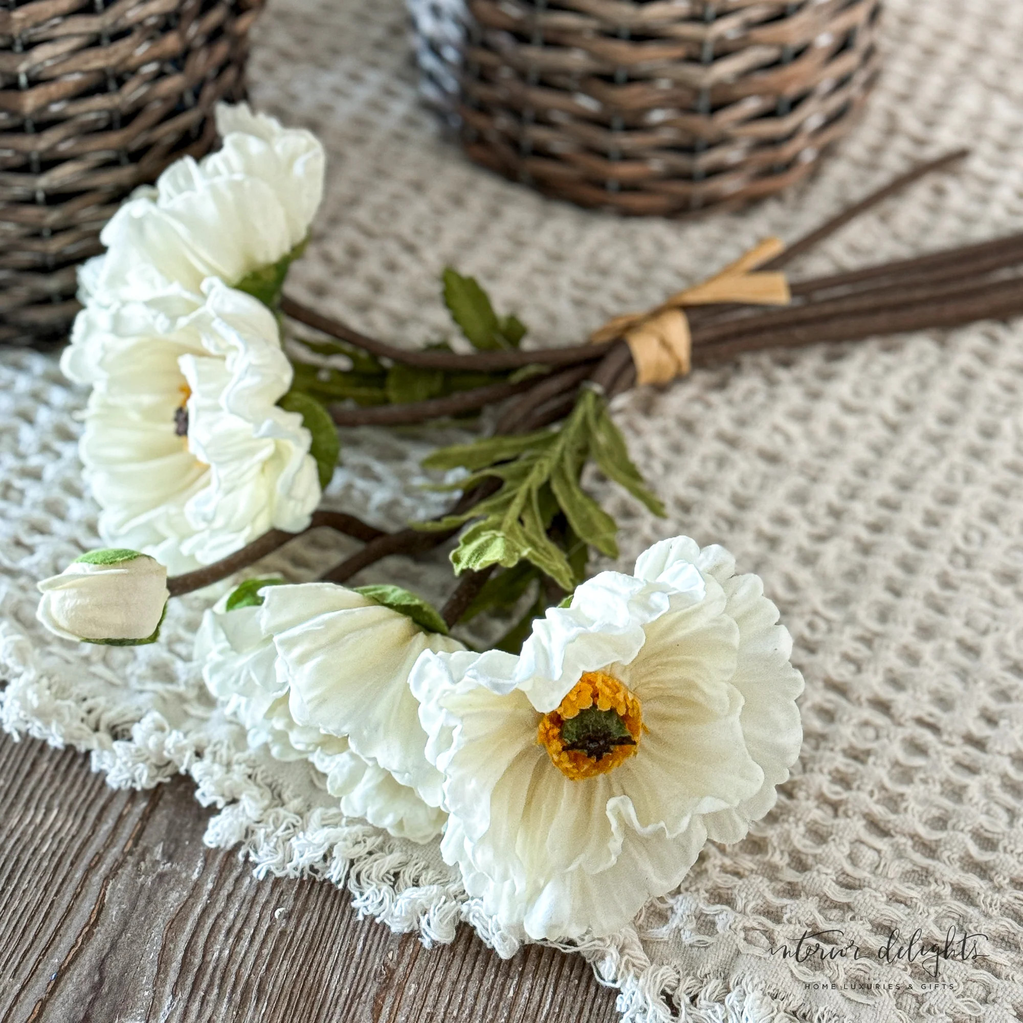 13" Cream Poppy Bundle | Interior Delights