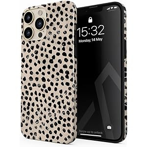 BURGA Phone Case Compatible with iPhone 13 PRO MAX - Black Polka Dots Pattern Nude Almond Latte F... | Amazon (US)