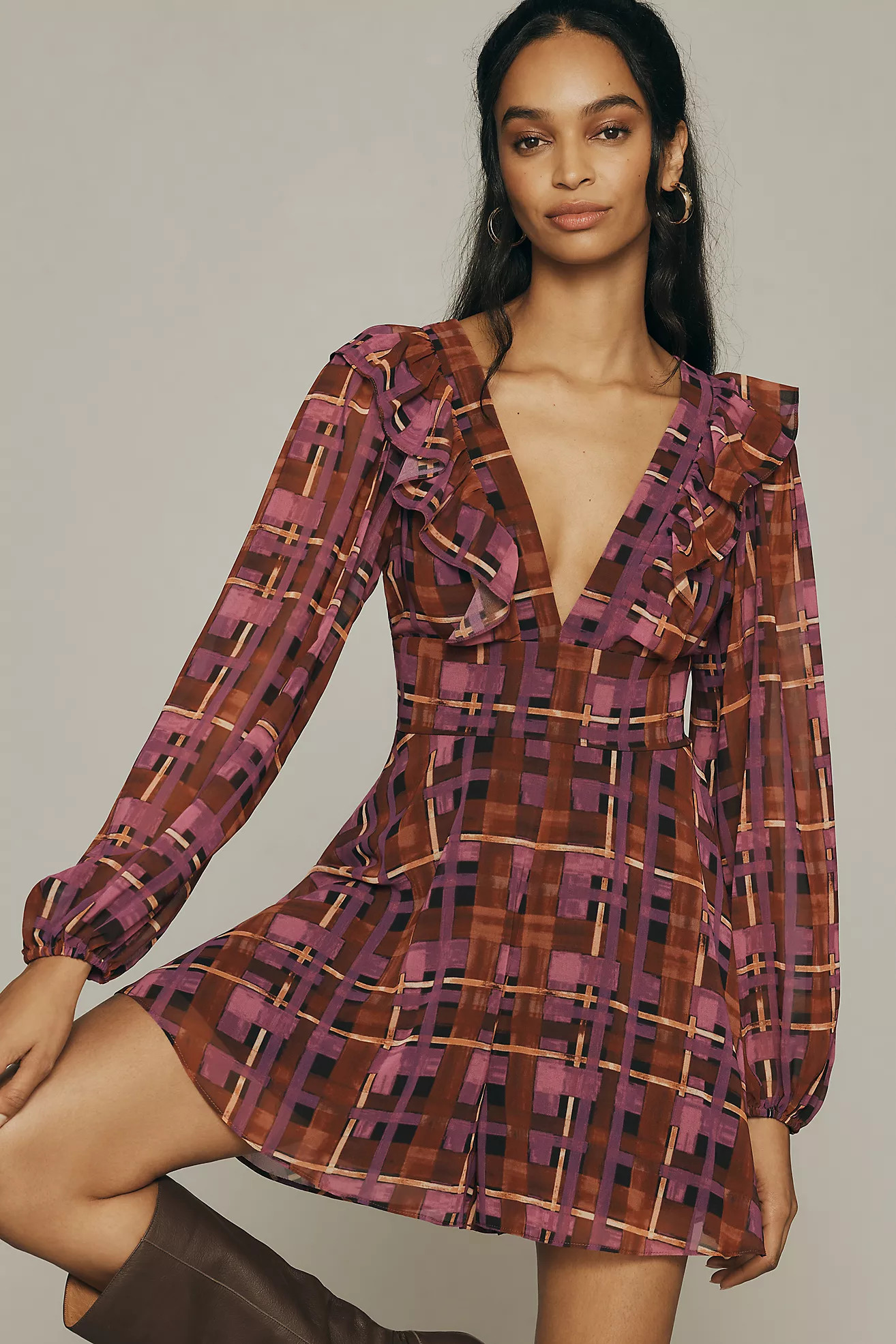 Hutch Long-Sleeve Deep-V Romper | Anthropologie (US)