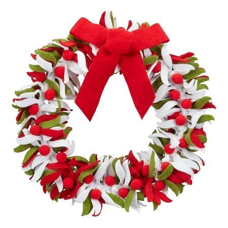 Holiday Time Red and White Felt Wreath Christmas Decoration, 16 | Walmart (US)