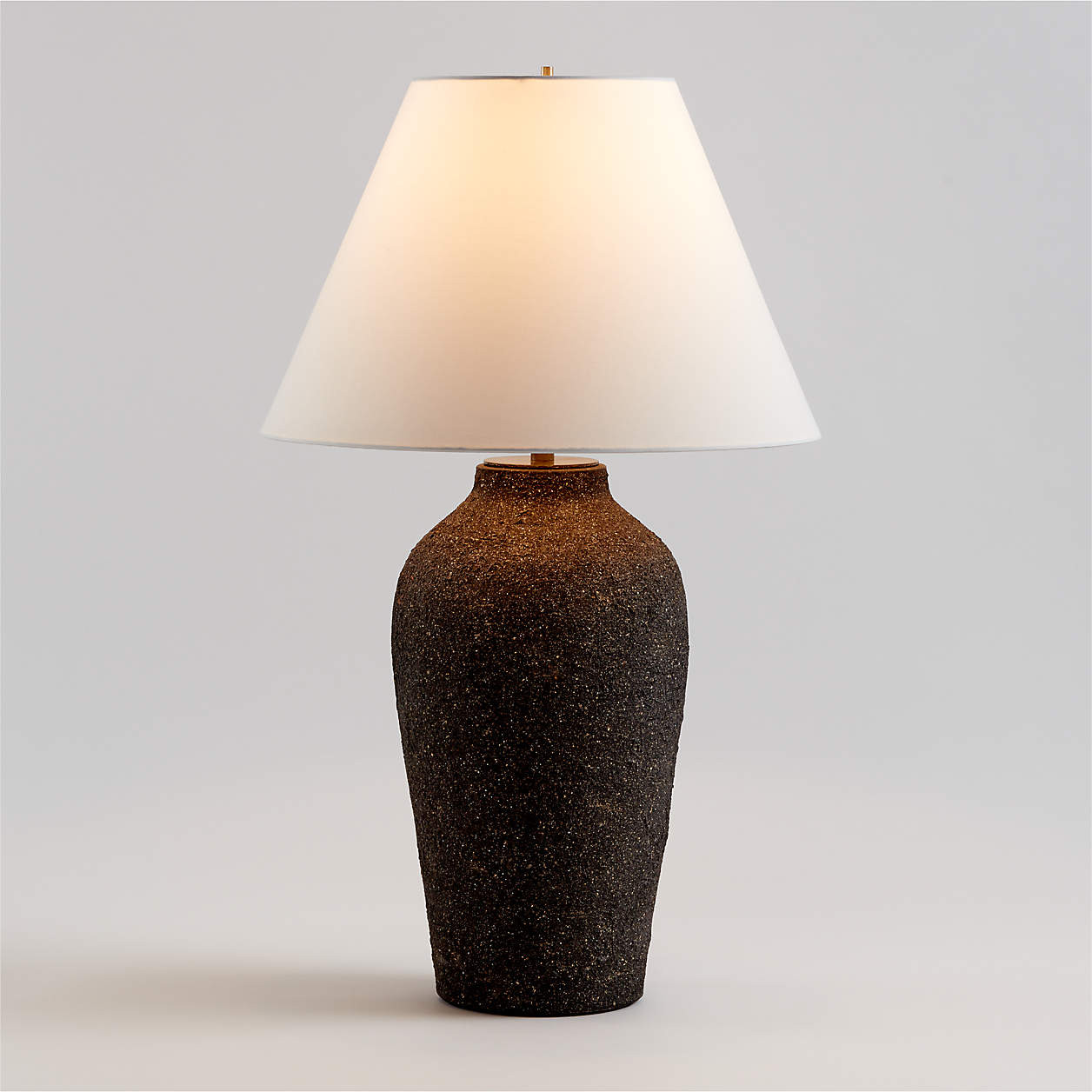 Corfu Tall Black Earthenware Table Lamp with Tapered Shade + Reviews | Crate & Barrel | Crate & Barrel