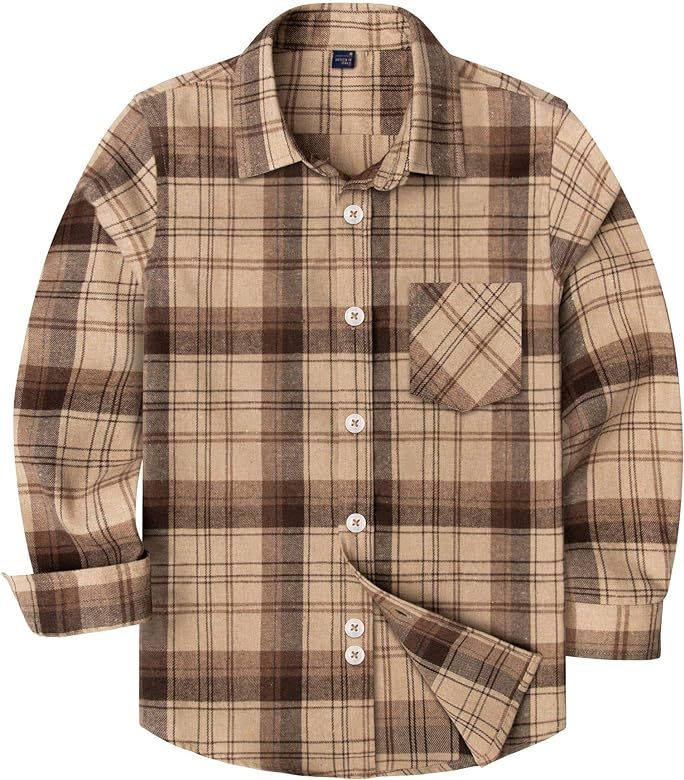 Toddler Baby Boys Plaid Flannel Shirt Long Sleeve Button Down Shirts | Amazon (US)