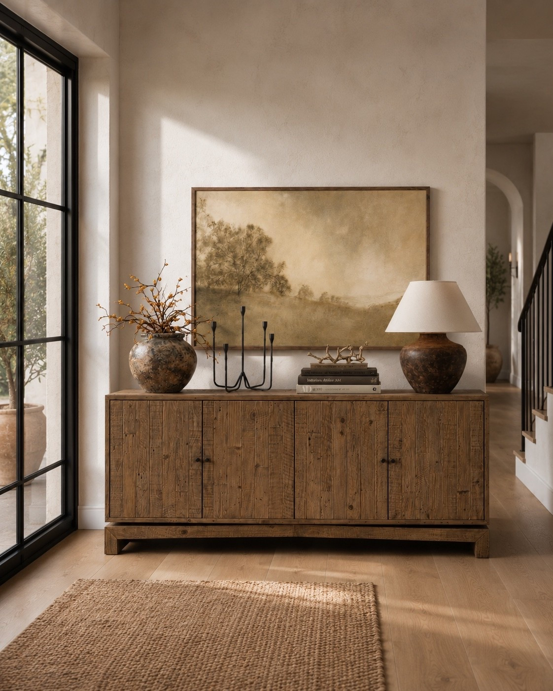 A moody organic entryway style that can easily transition into the fall months! I love this sideboard for storage—either in an entry or main living space.

#LTKHome
