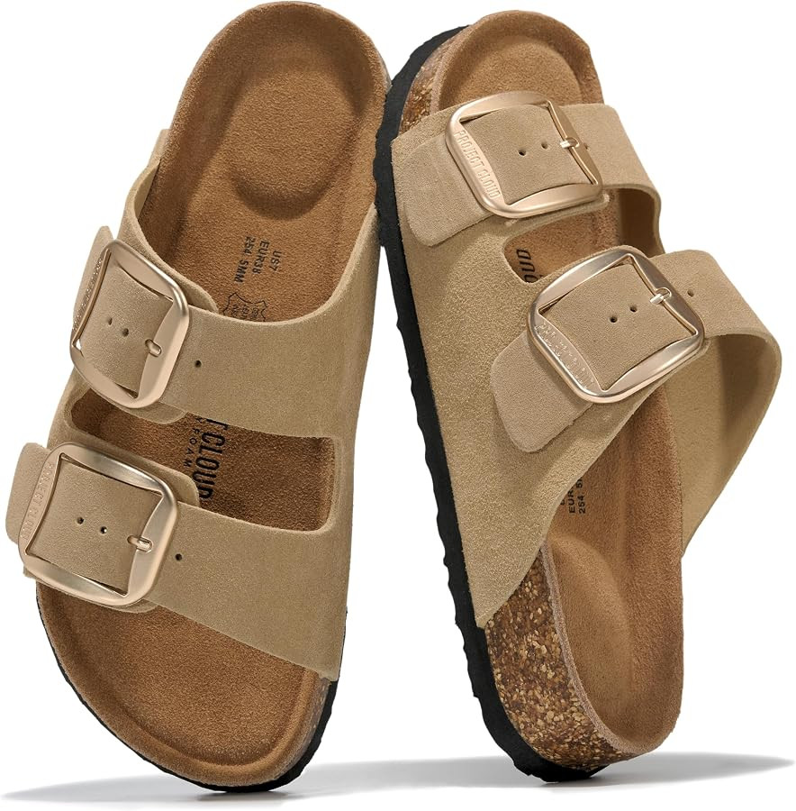 Project Cloud 100% Genuine Leather Footbed Sandals for Women (Santorini) | Amazon (US)