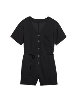 Textured-Knit Utility Short-Sleeve Romper for Women | Old Navy (US)