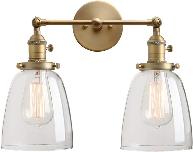 Permo Double Sconce Vintage Industrial Antique 2-Lights Wall Sconces with Oval Cone Clear Glass S... | Amazon (US)