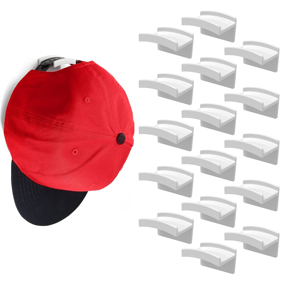 Modern JP Adhesive Hat Hooks for Wall (16-Pack) - Minimalist Hat Rack Design, No Drilling, Strong... | Amazon (US)