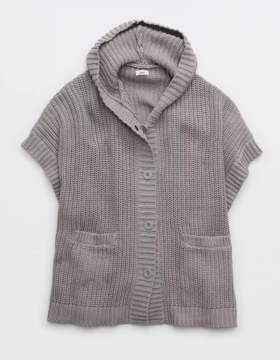 Aerie Hooded Ribbed Cape | Aerie