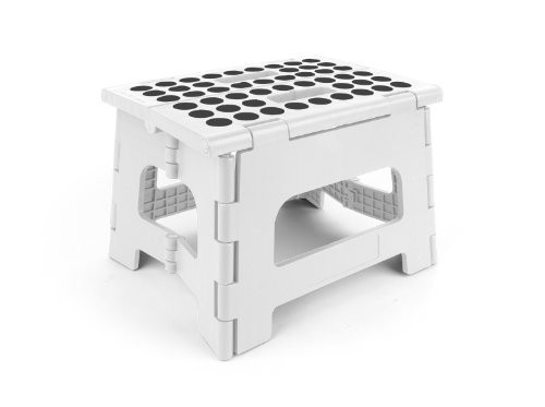 Kikkerland Foldable Sturdy Non- Slip Compact Lightweight Plastic Rhino II Step Stool, Lightweight Plastic Holds up to 300 lbs, White, Best for Kitchen & Bathroom | Amazon (US)