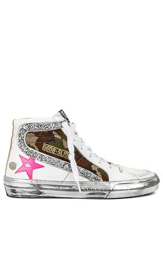 Slide Sneaker in White, Green Camouflage, Silver, Fluorescent Pink, & Cappuccino | Revolve Clothing (Global)