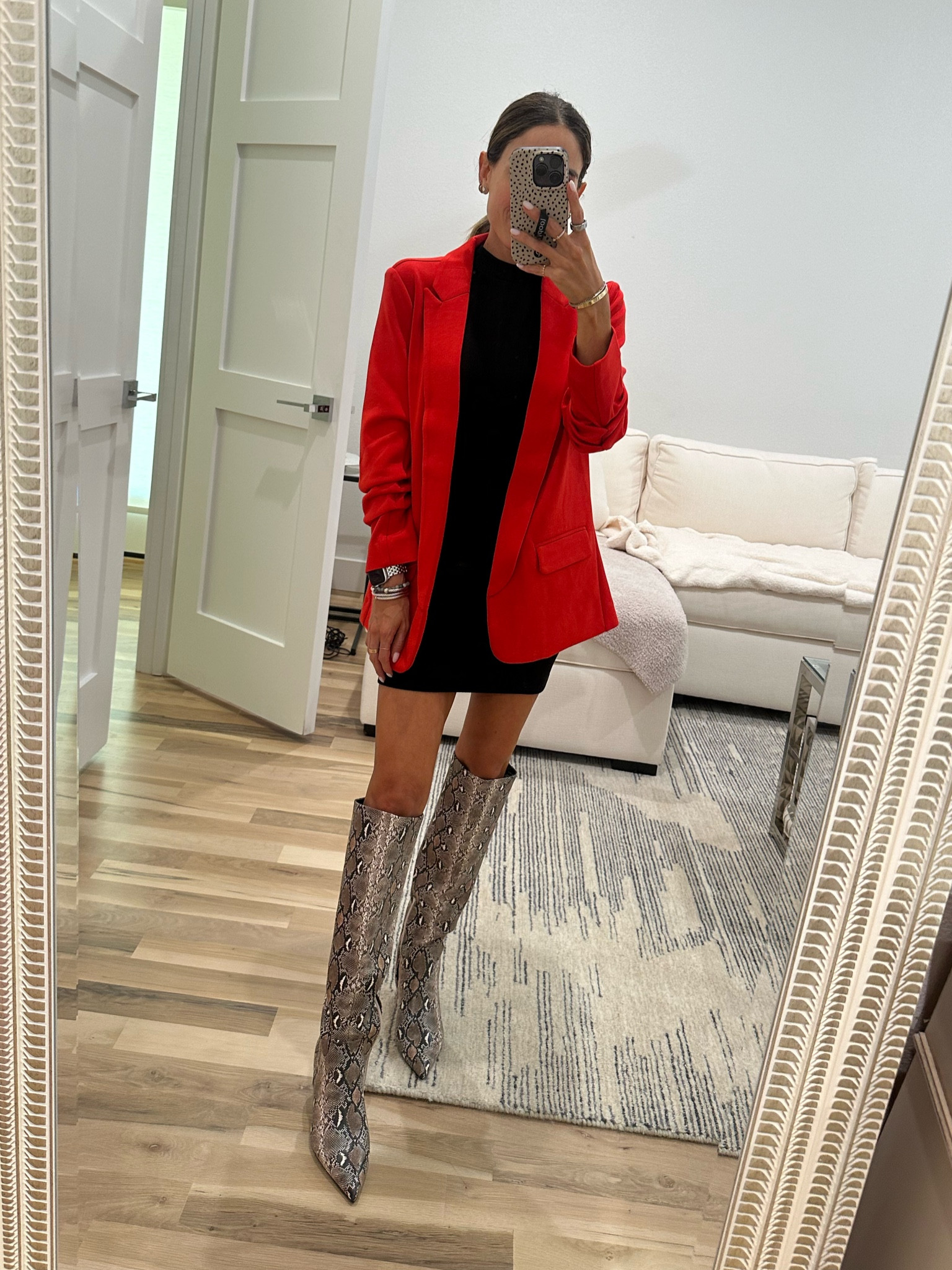 Red comfortable blazer size xs only $45 black dress size xxs 
Fall outfit idea 

#LTKSeasonal #LTKFindsUnder50 #LTKFindsUnder100