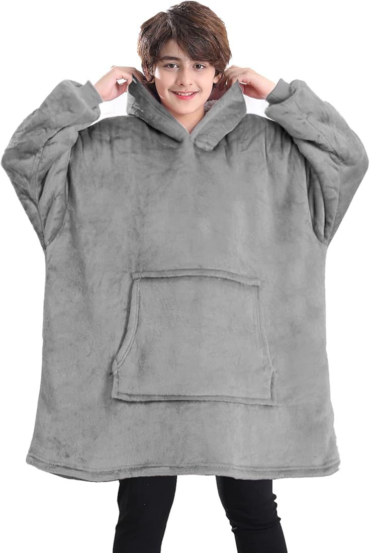 Blanket Hoodie for Kids, Oversized Hoodie Blanket, Super Soft Fleece Dressing Gown, Warm Comfortable | Amazon (UK)