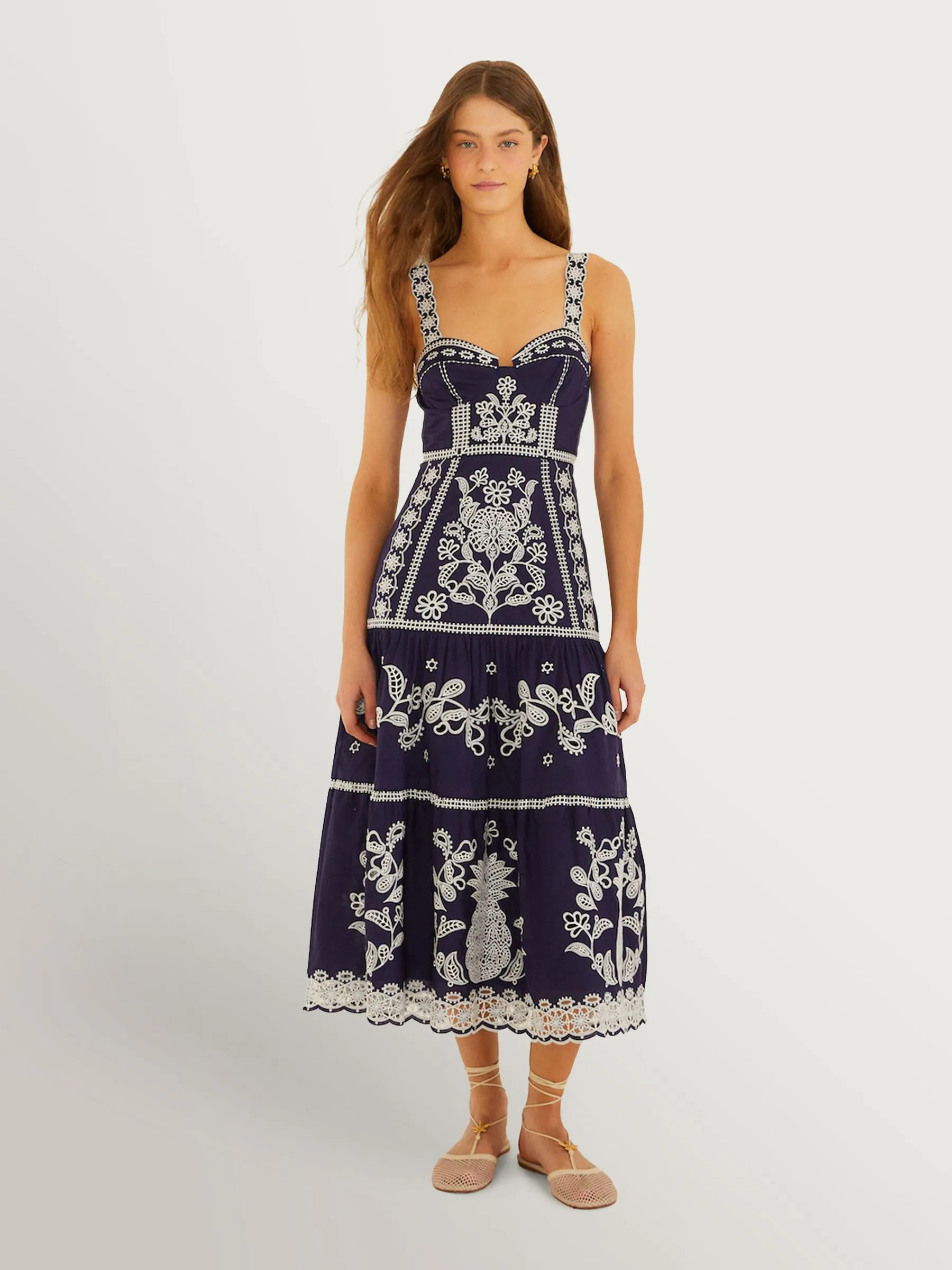 Farm Rio Farm Rio Blue Richilleu Midi Dress | Next US