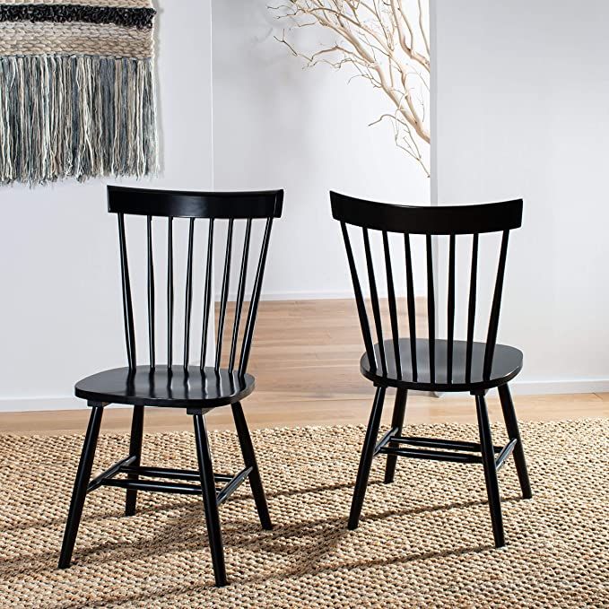 Safavieh American Homes Collection Parker Country Farmhouse Wood Black Spindle Side Chair (Set of... | Amazon (US)