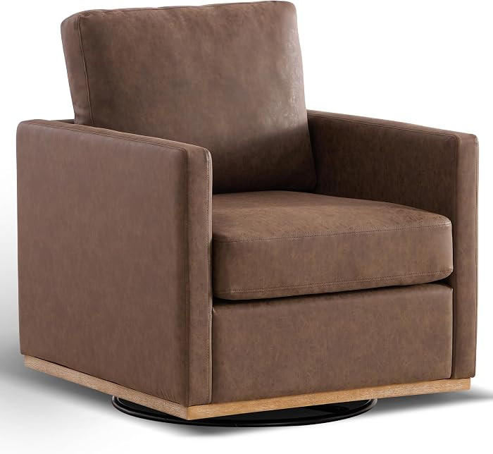 Aoiy & Wifon 30.7" W Swivel Accent Chair, Mid Century Modern Swivel Chair for Living Room, Comfy Small Accent Chair, PU Leather, Coffee | Amazon (US)