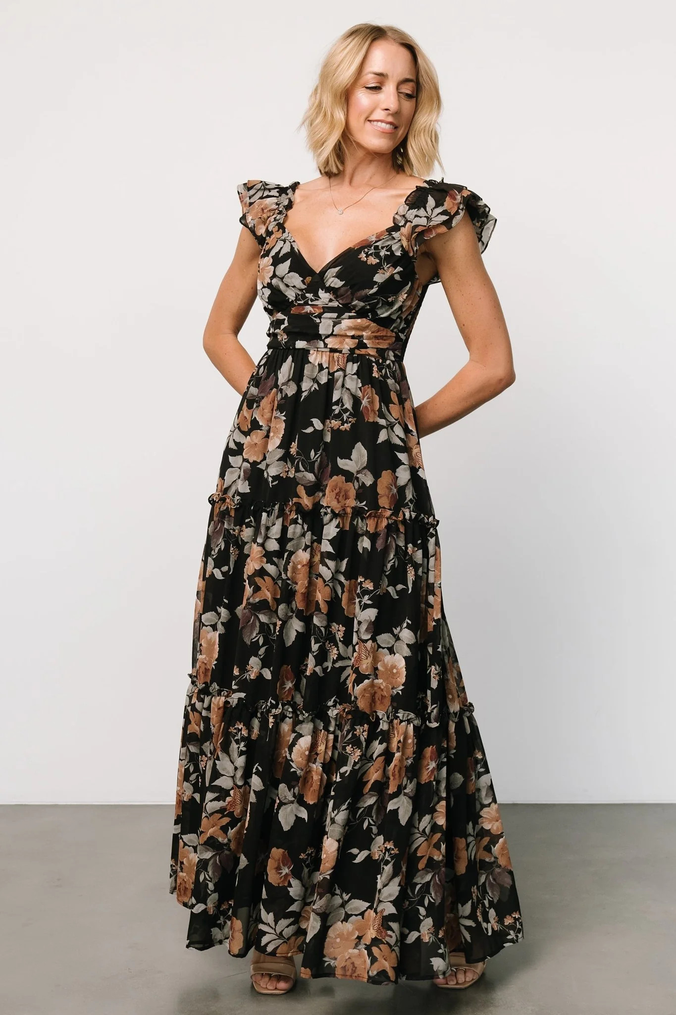Martina Maxi Dress | Black + Copper Floral | Baltic Born