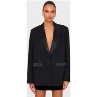 Black Tuxedo Oversized Blazer | PrettyLittleThing US